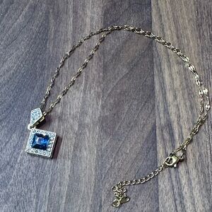 18K Gold Plated Stainless Steel Blue And White Jewel Necklace